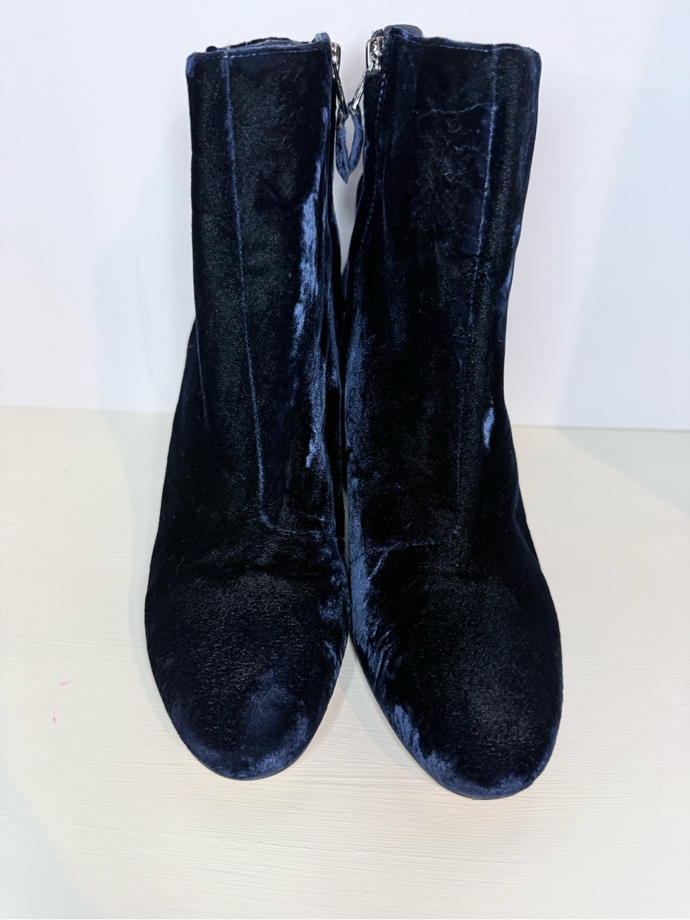 Sam Edelman Navy Blue Crushed Velvet Ankle Boots Size 9